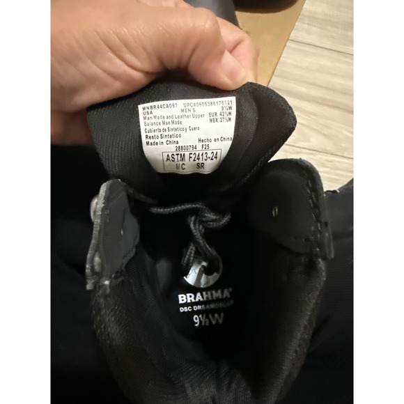 Brahma Gus 2.0 Mens Steel Toe Work Boots Black Leather Slip Resistant 9.5W NEW